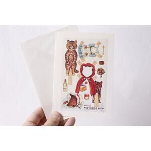 Uncut Louis Wain Little Red Riding Hood Paper Doll Greeting Card ~260514-WH 1367